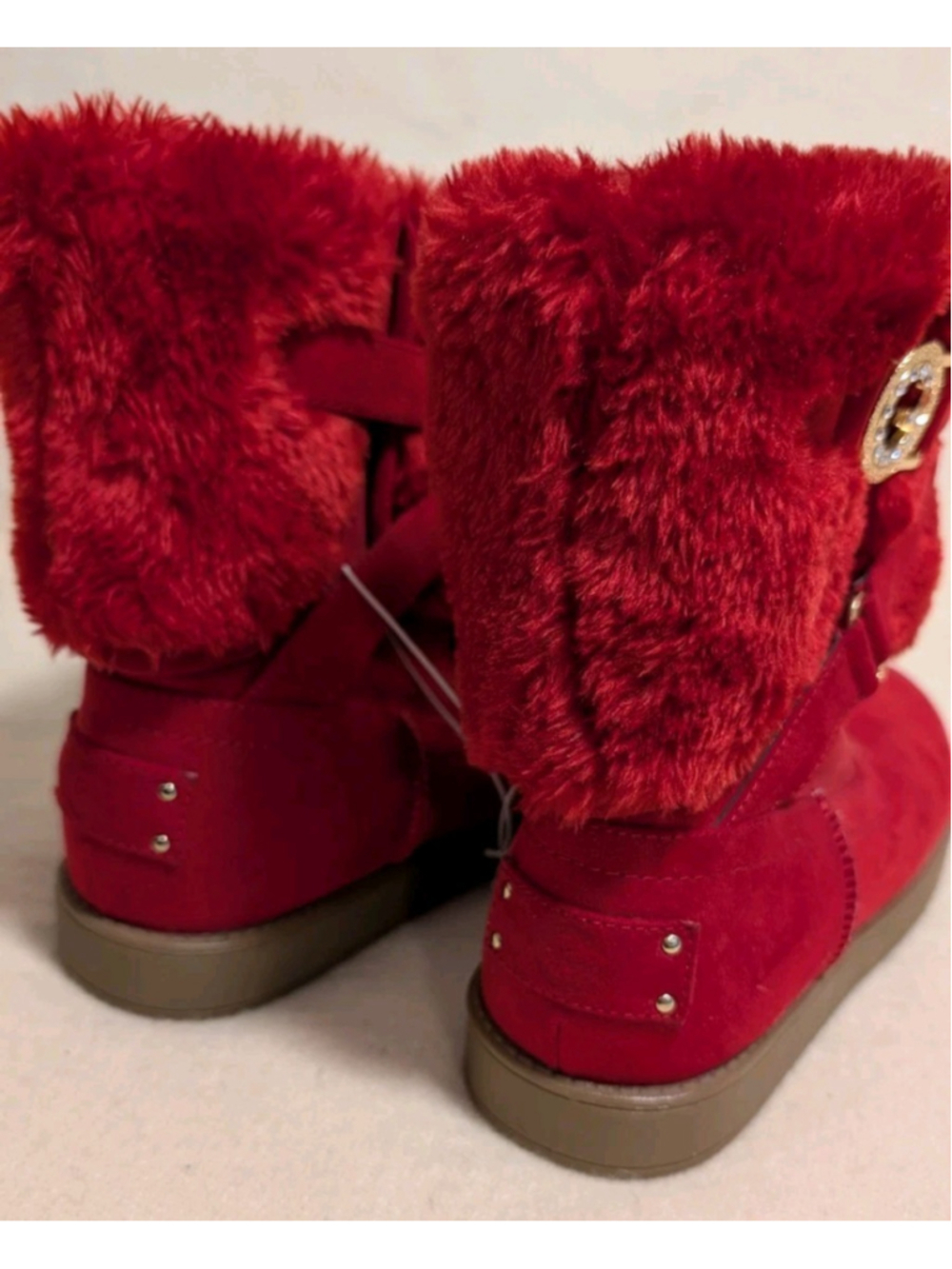 G By Guess Red Faux Fur Boots Women's Size 7.5M F17 - Picture 3 of 6